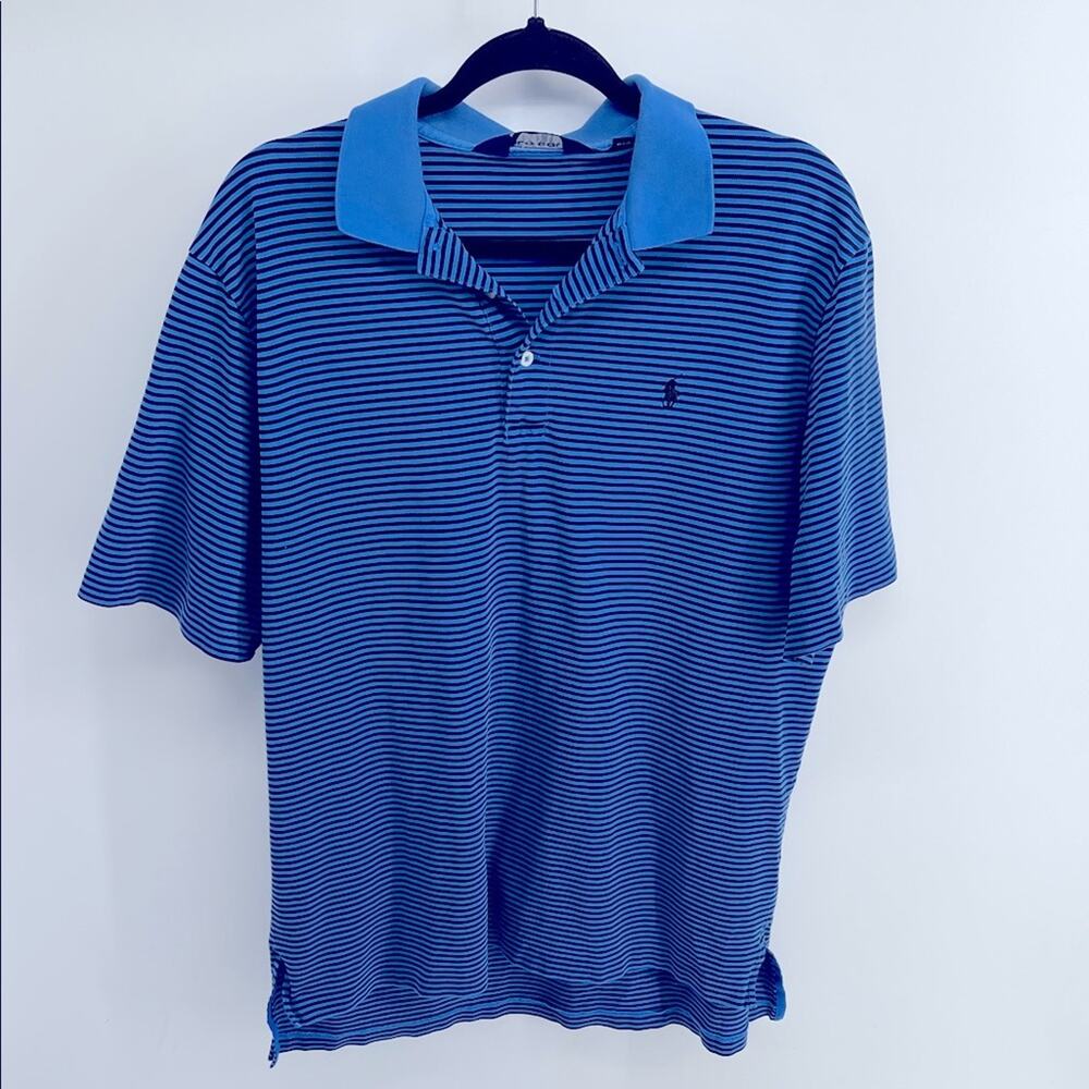 Polo Golf Ralph Lauren 100% Pima cotton striped pique short sleeve polo shirt L